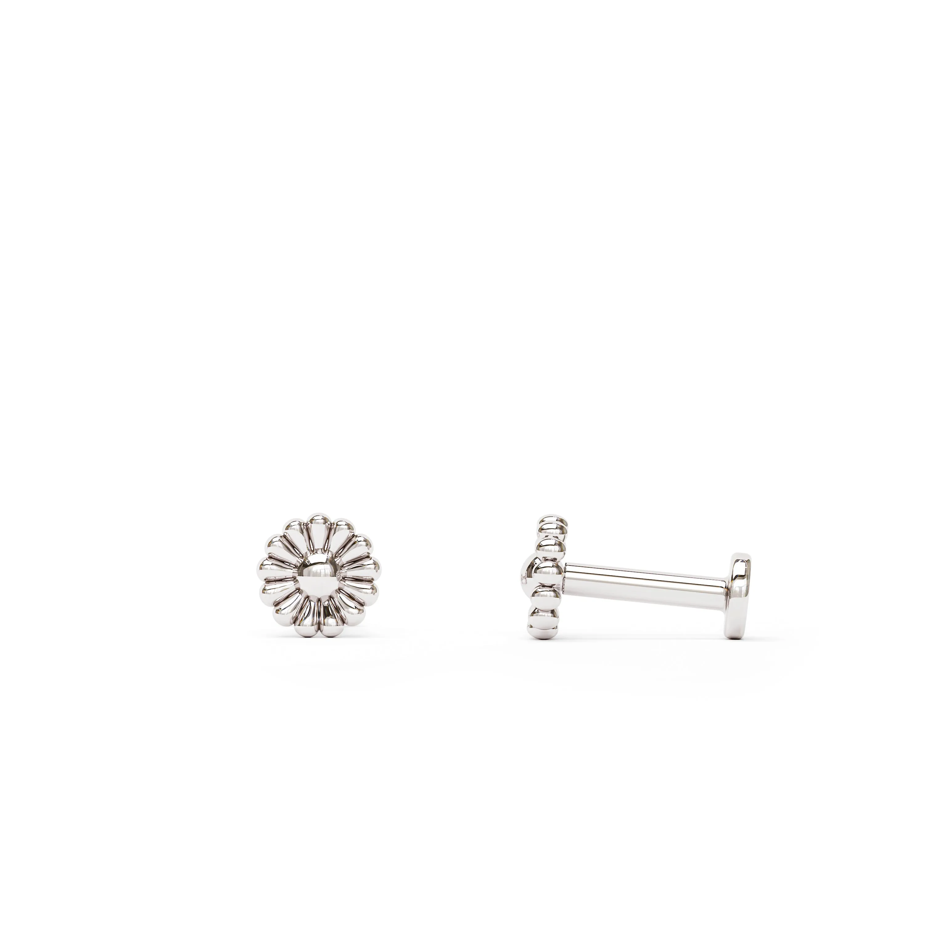 14K Gold Abstract Floral Stud