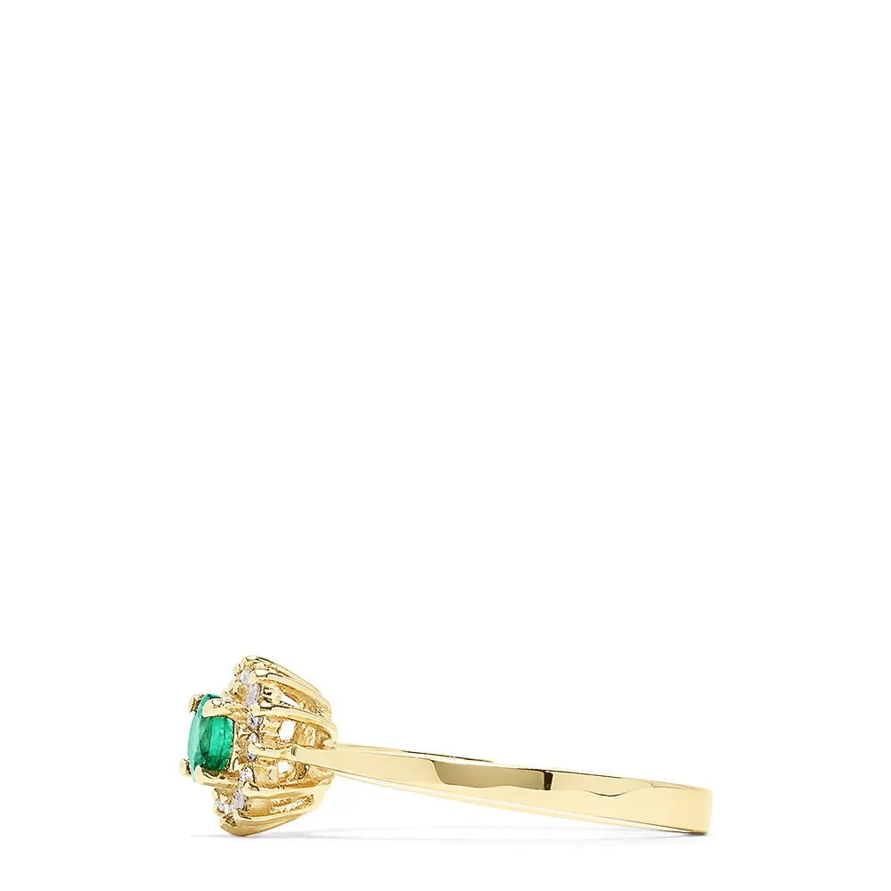 14K Yellow Gold Emerald and Diamond Ring, 0.36 TCW