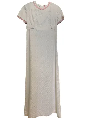 1970's White Pique Cotton, Short-sleeved Dress