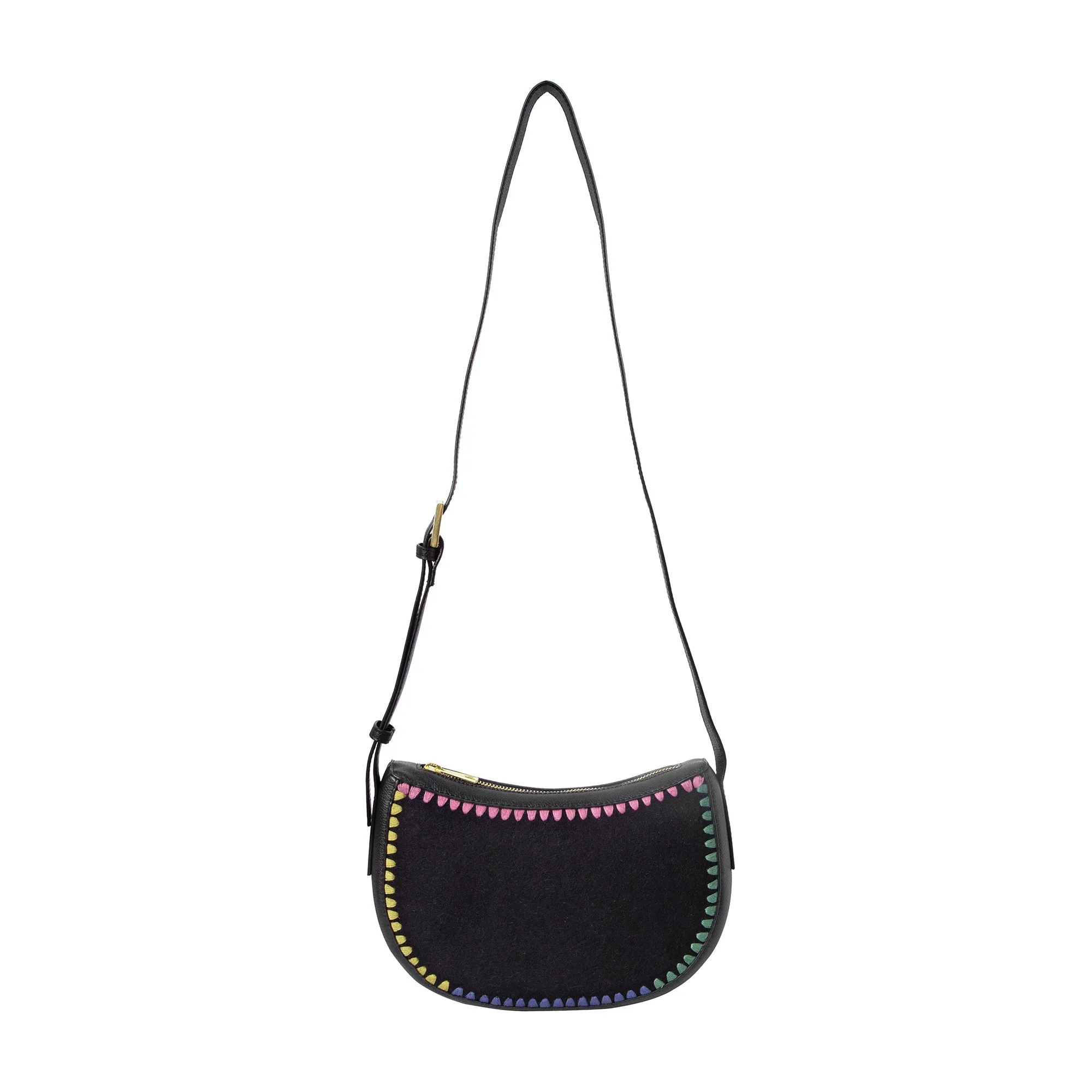 Accessorize London Women's Black
 Stitch Cross-Body Bag