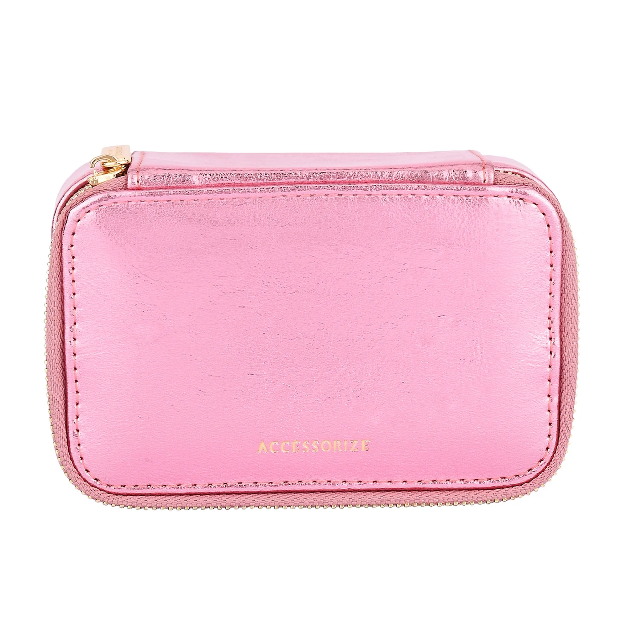 Accessorize London Women's Pink Metalic Jewllery Box