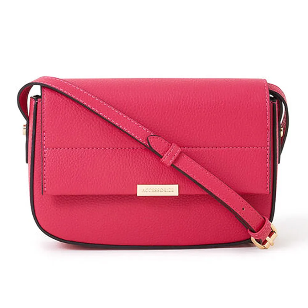 Accessorize London Women's Pink Straight Flap Saddle Sling Bag