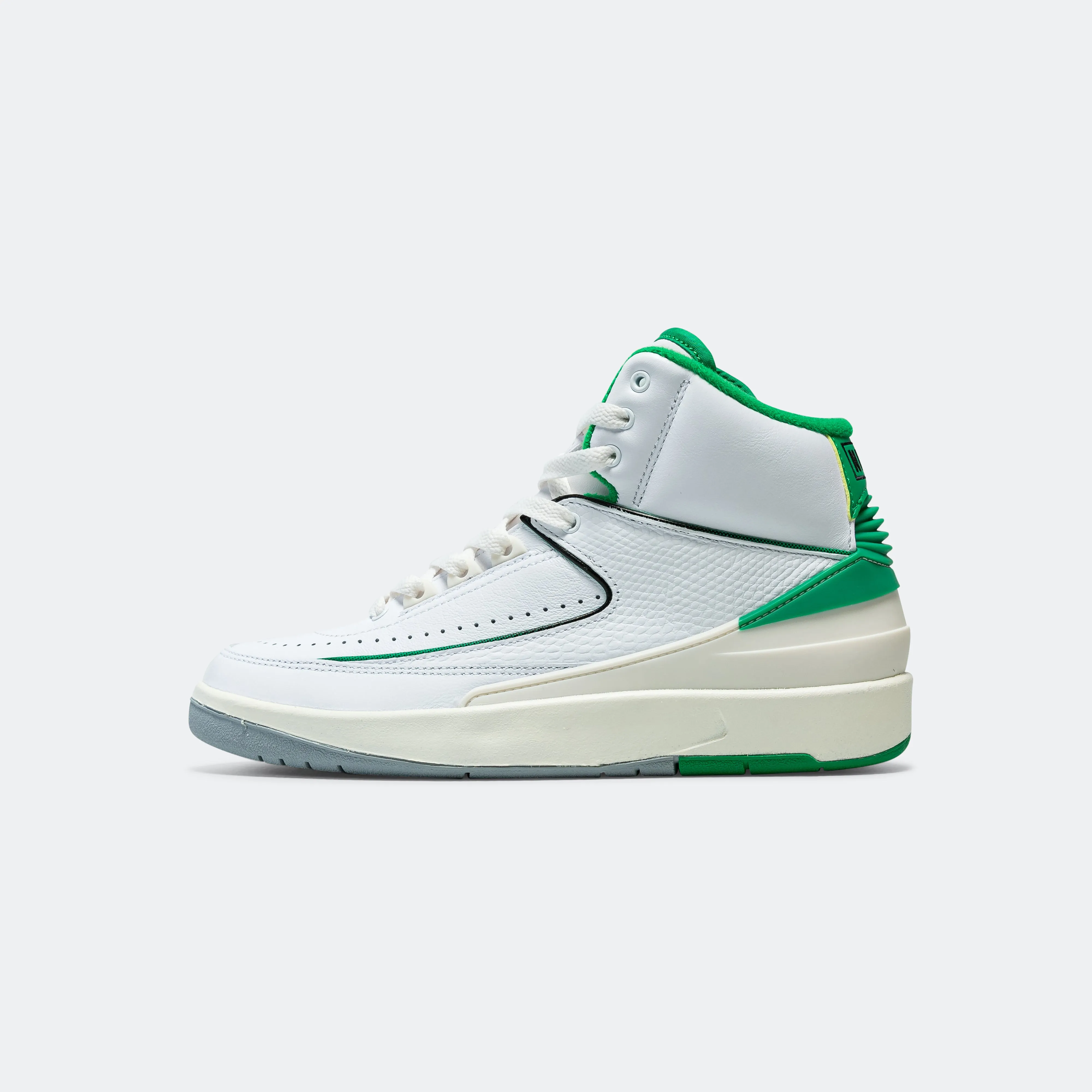 Air Jordan 2 (GS)  - White/Lucky Green-Sail-Lt Steel Grey