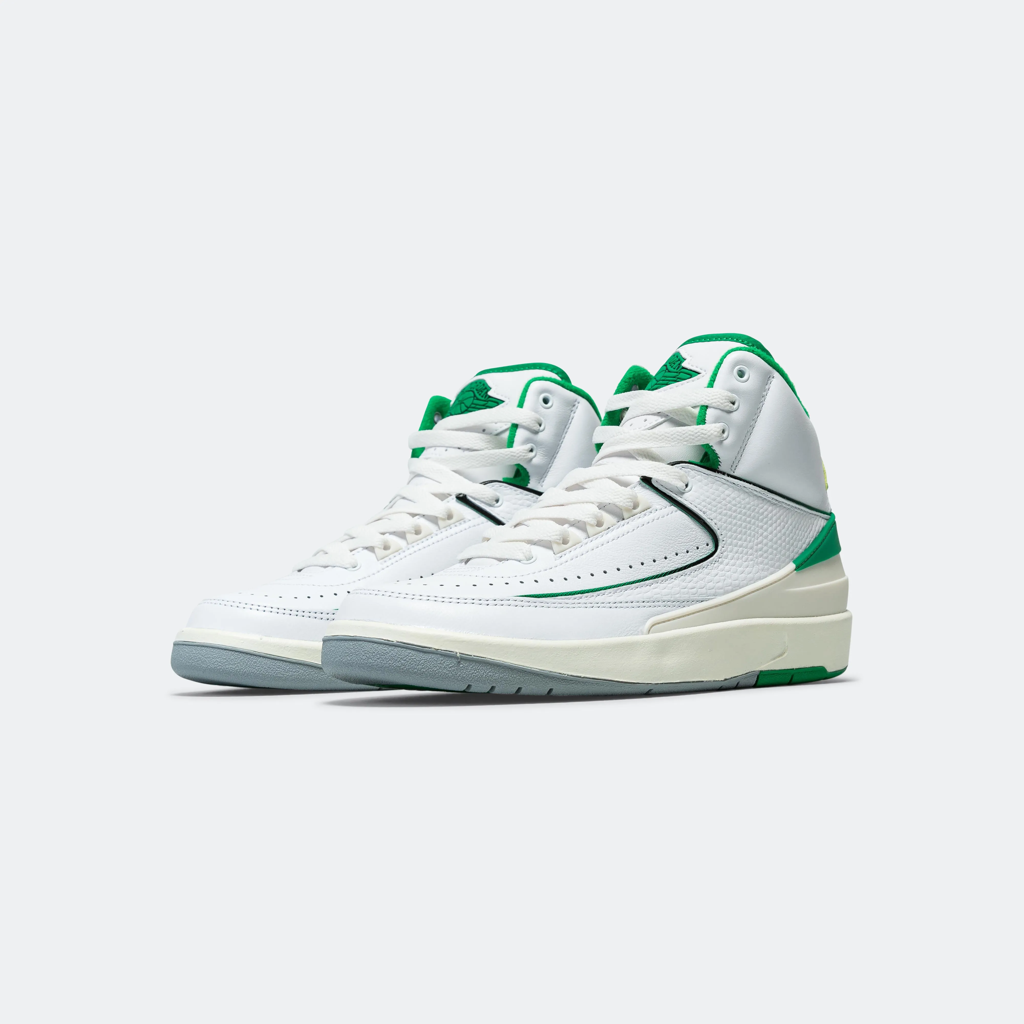 Air Jordan 2 (GS)  - White/Lucky Green-Sail-Lt Steel Grey