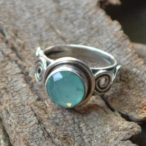 Aqua Chalcedony Ring -925 Sterling Silver Ring Chalcedony Gemstone Jewelry