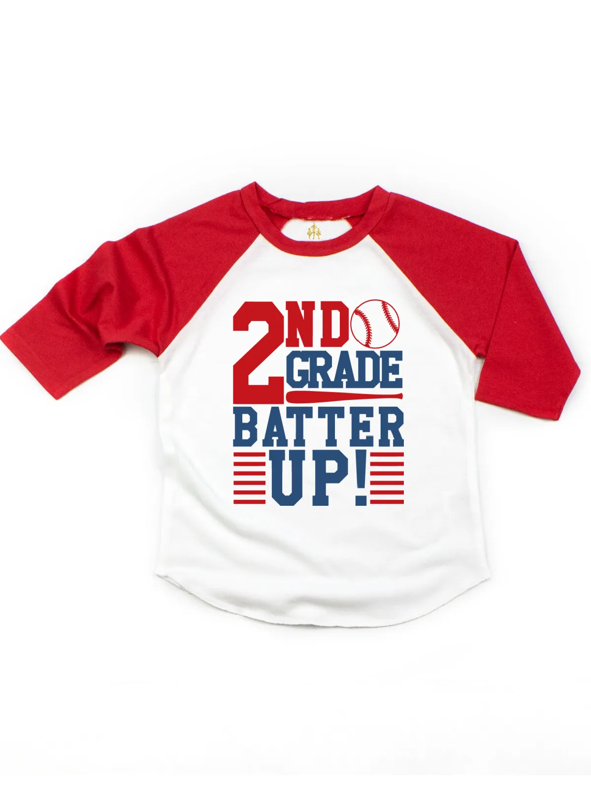 Batter Up Kids Raglan Shirt - White & Red - All Grades