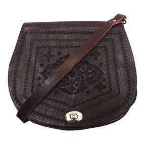 Berber Leather Embossed Leather Saddle Bag