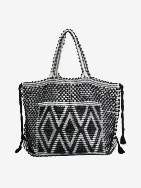 Black large handwoven tote bag