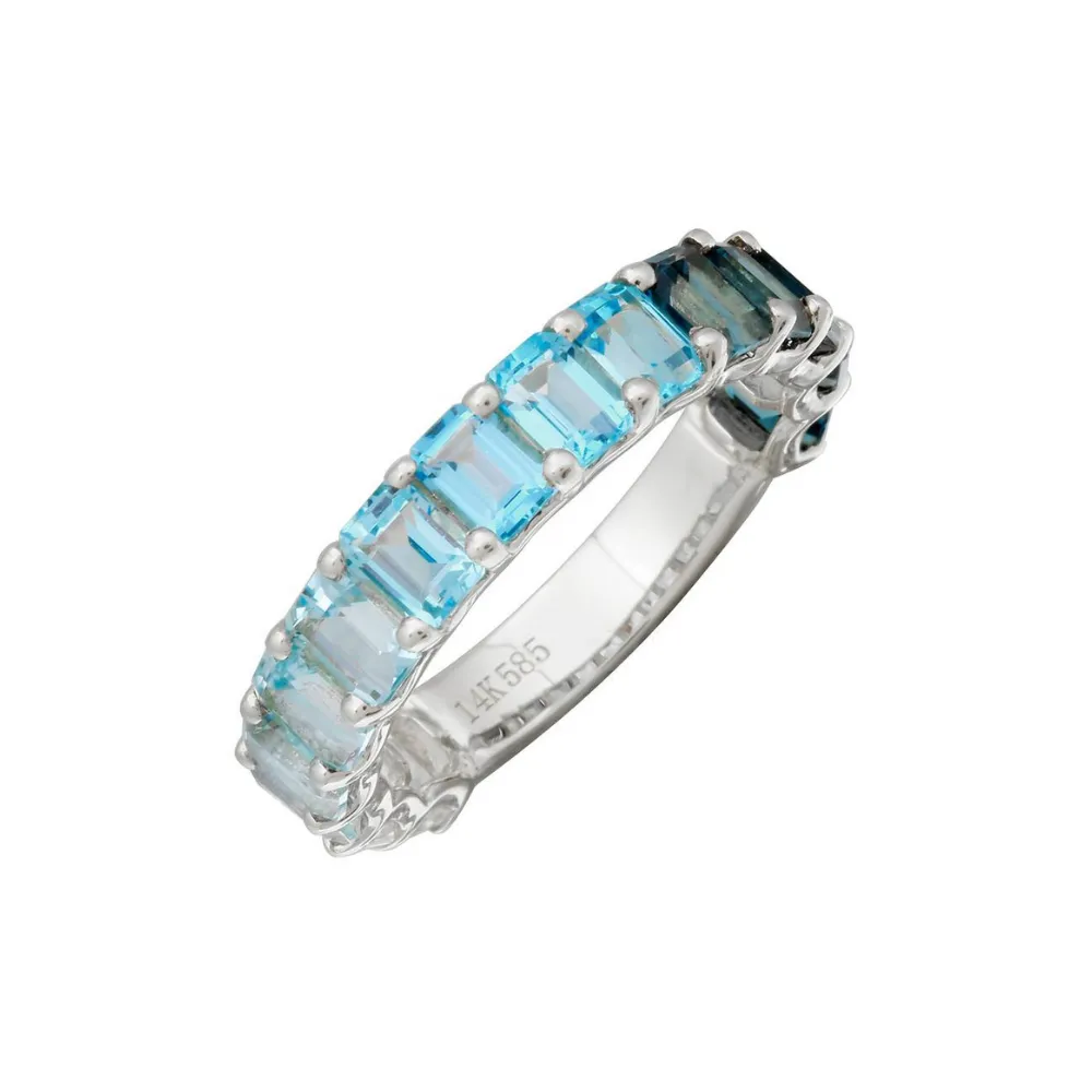 BLUE TOPAZ OMBRÉ EMERALD CUT 3/4 BAND