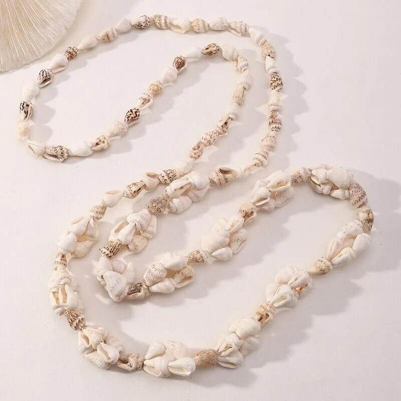 Bohemia Beach Vacation Puka Shell Long Necklace