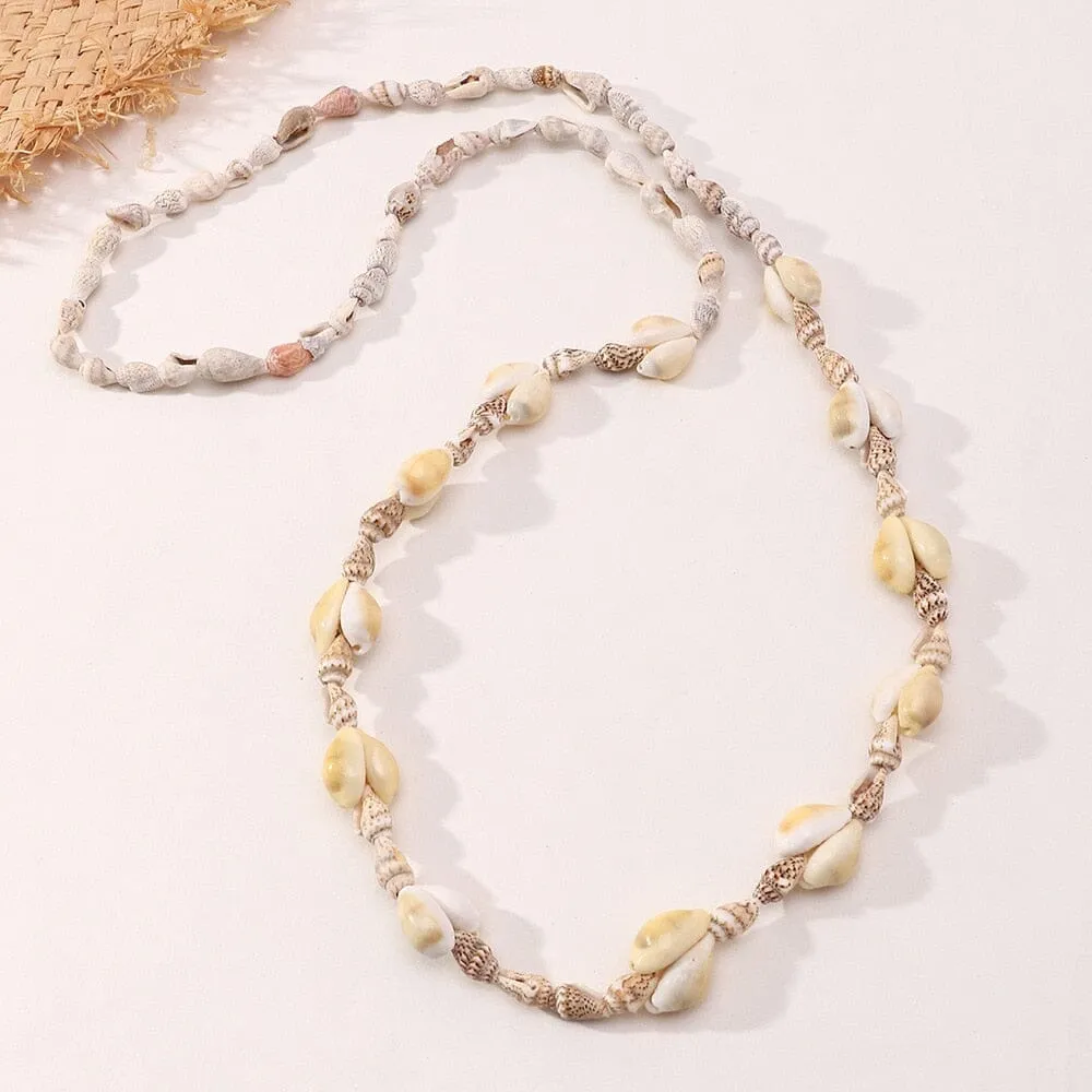 Bohemia Beach Vacation Puka Shell Long Necklace