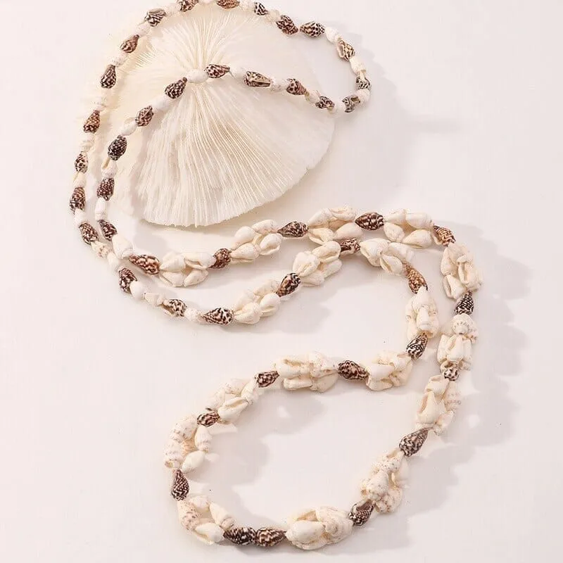 Bohemia Beach Vacation Puka Shell Long Necklace