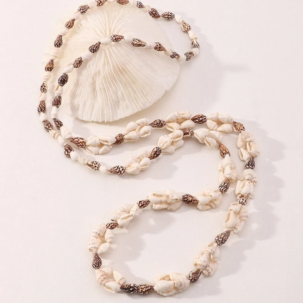 Bohemia Beach Vacation Puka Shell Long Necklace