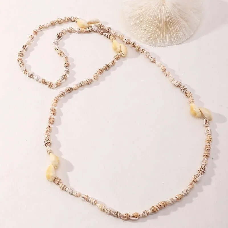 Bohemia Beach Vacation Puka Shell Long Necklace