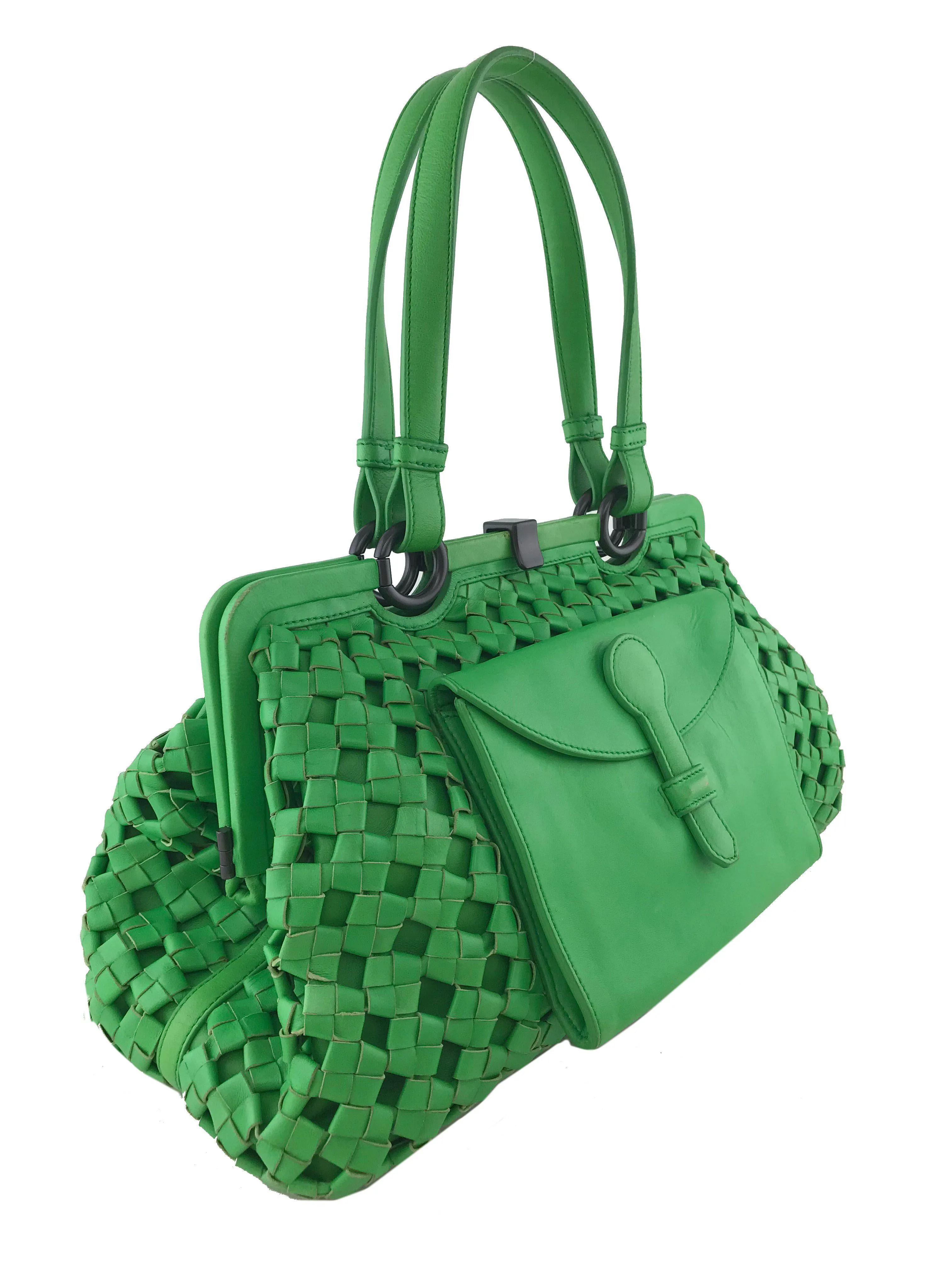 Bottega Veneta Limited Edition Woven Leather Framed Bag