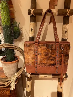 Brown Wide Get along Cowhide TOTE