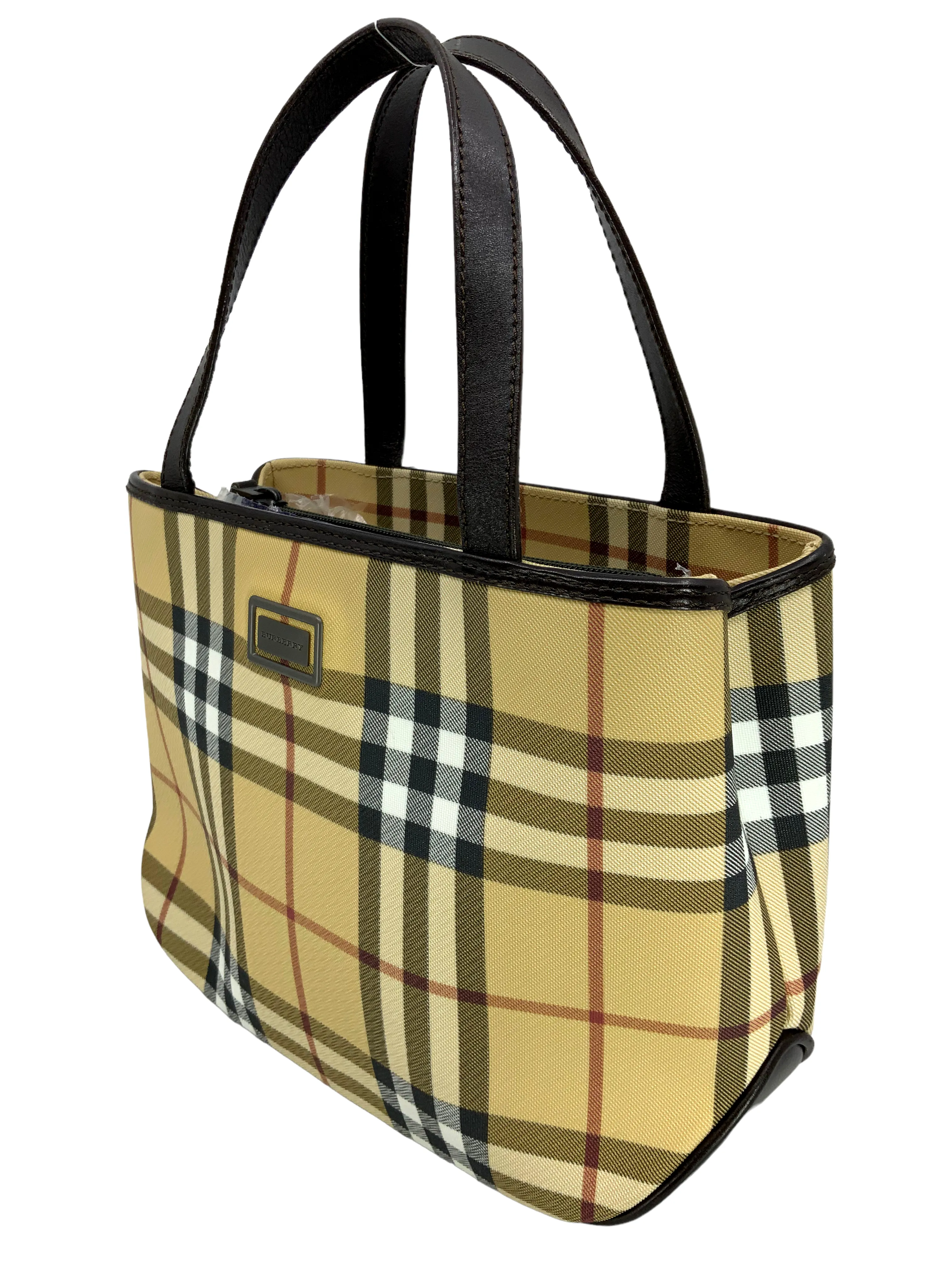 Burberry Nova Check Canvas Small Tote Bag