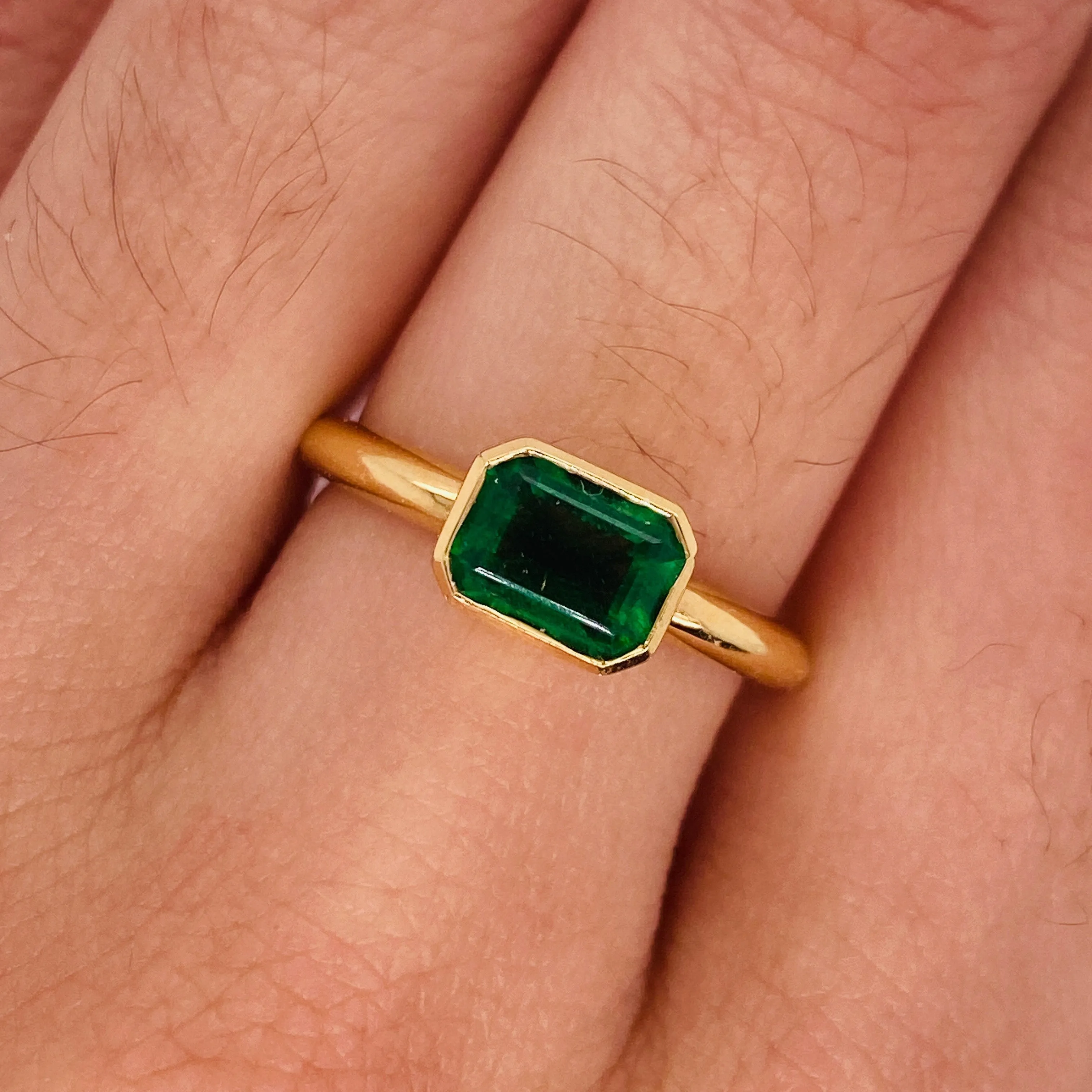 Chatham Emerald Bezel Ring