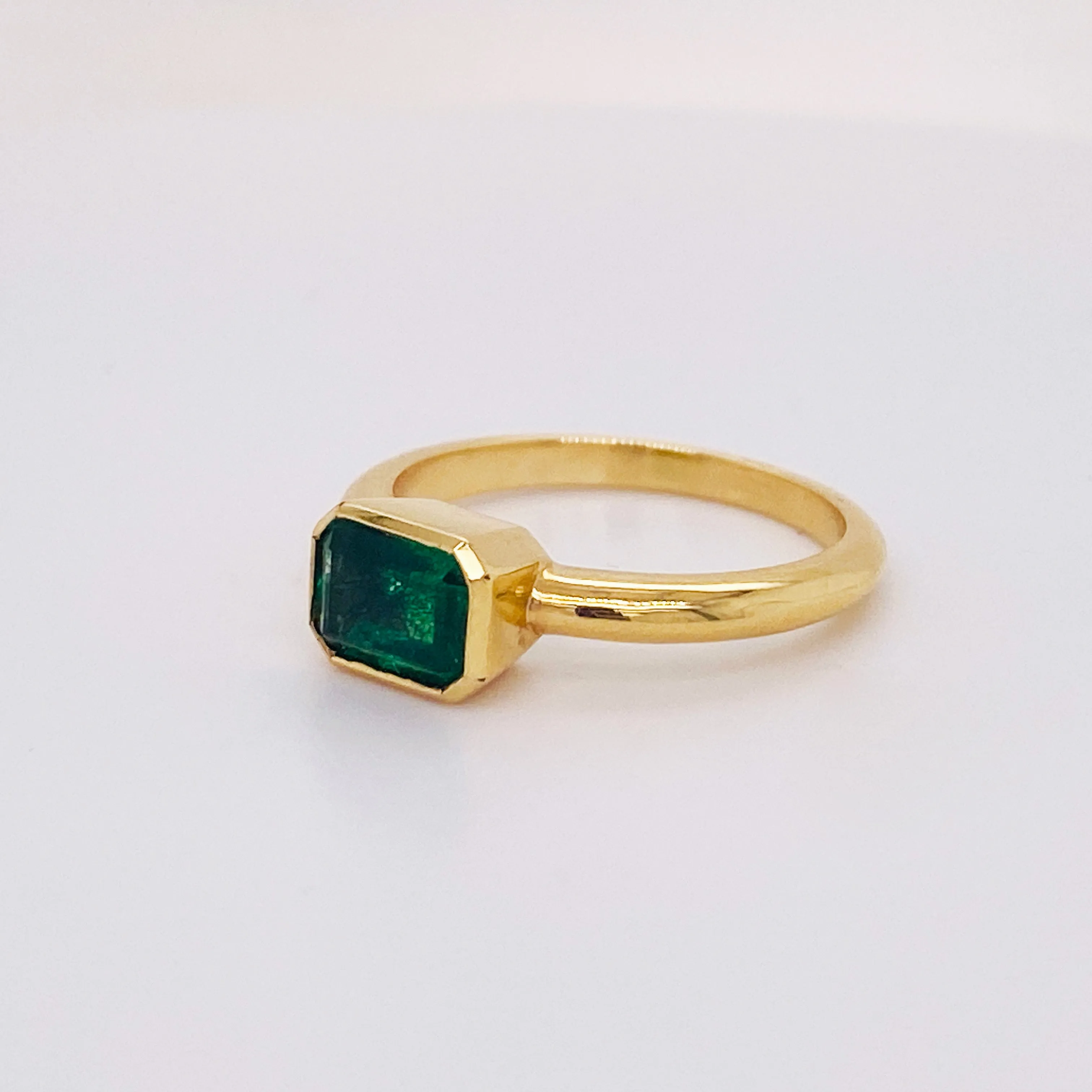 Chatham Emerald Bezel Ring