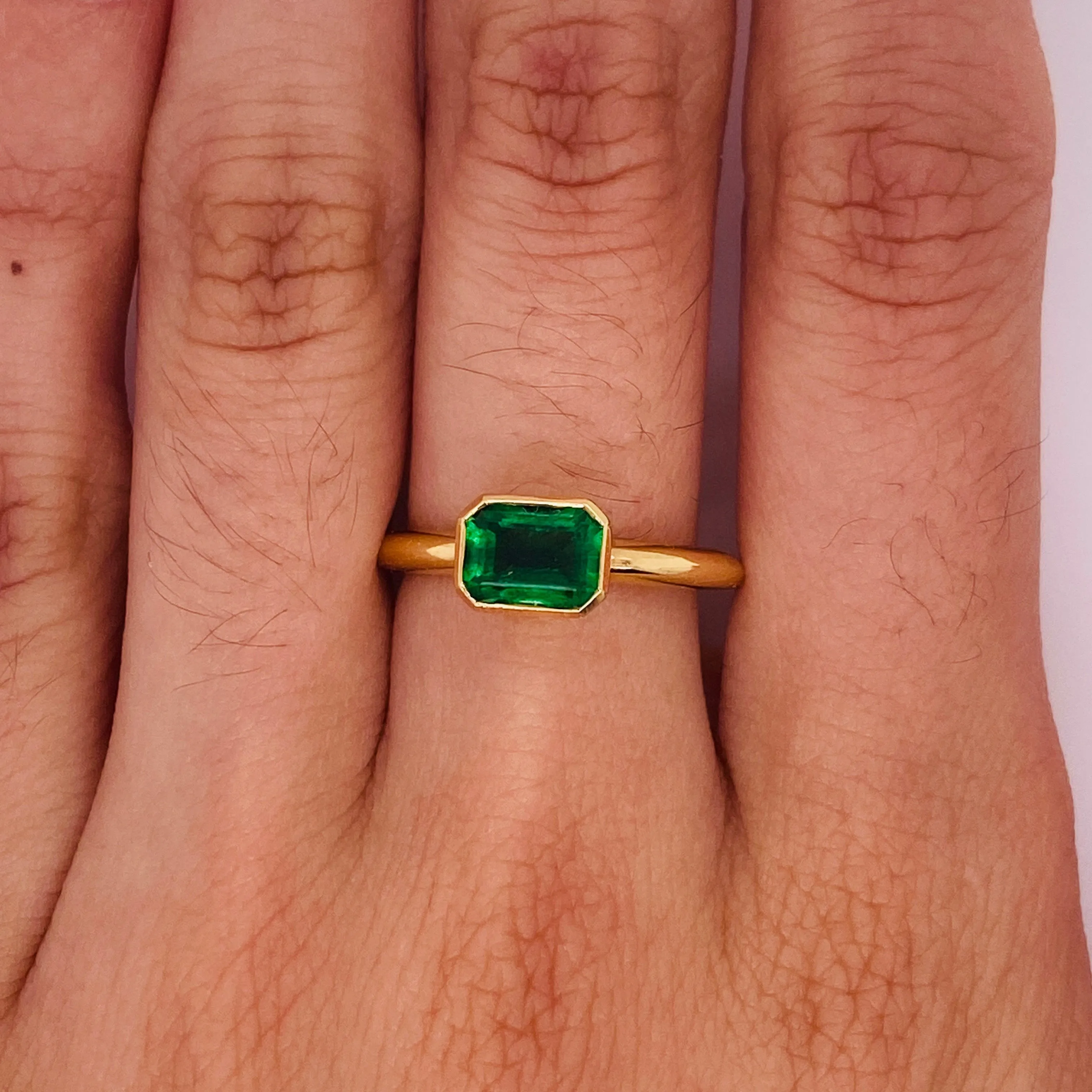 Chatham Emerald Bezel Ring