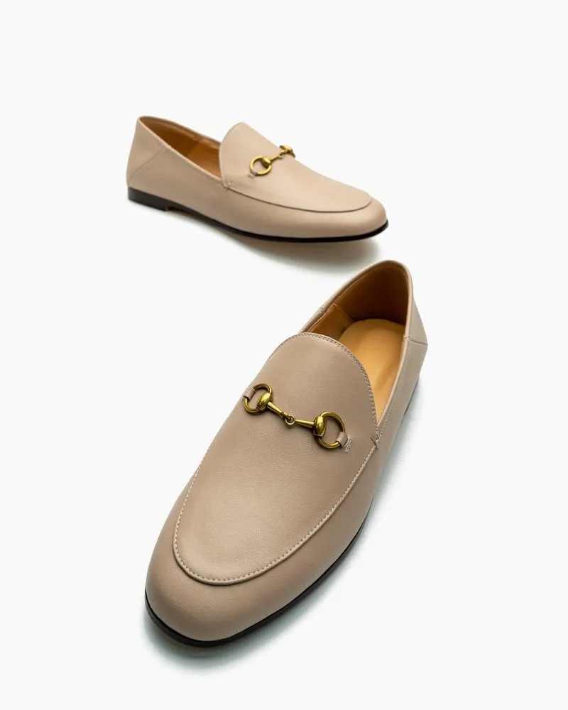 Classic Metal Buckle Leather Loafer