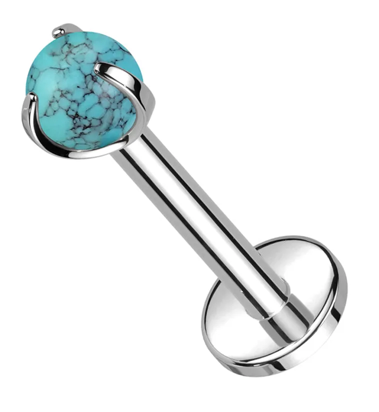 Claw Turquoise Howlite Stone Internally Threaded Titanium Labret