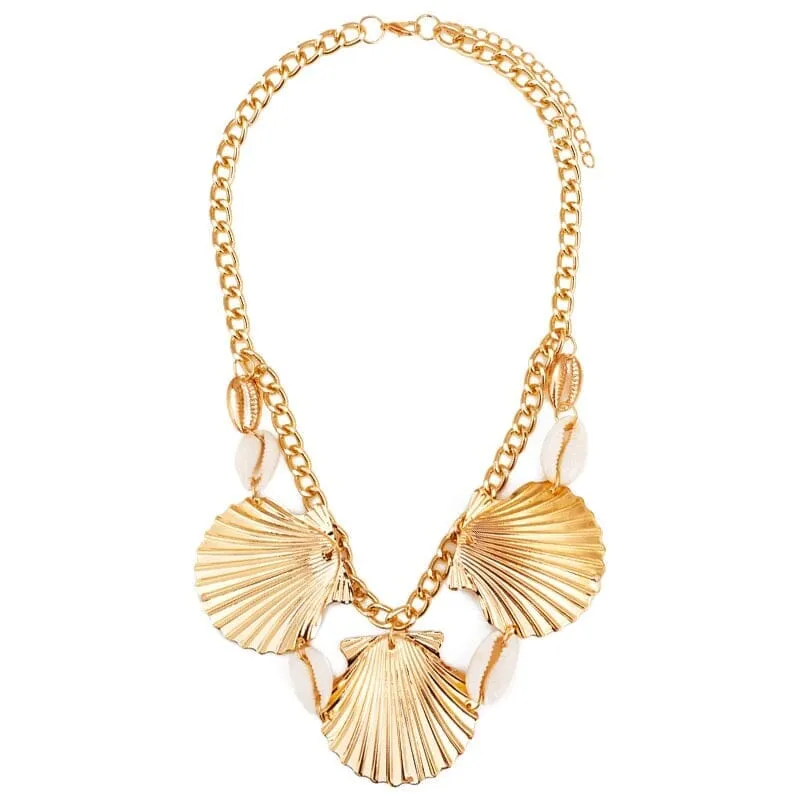 Elegant Natural Summer Beach Shell Choker Necklace