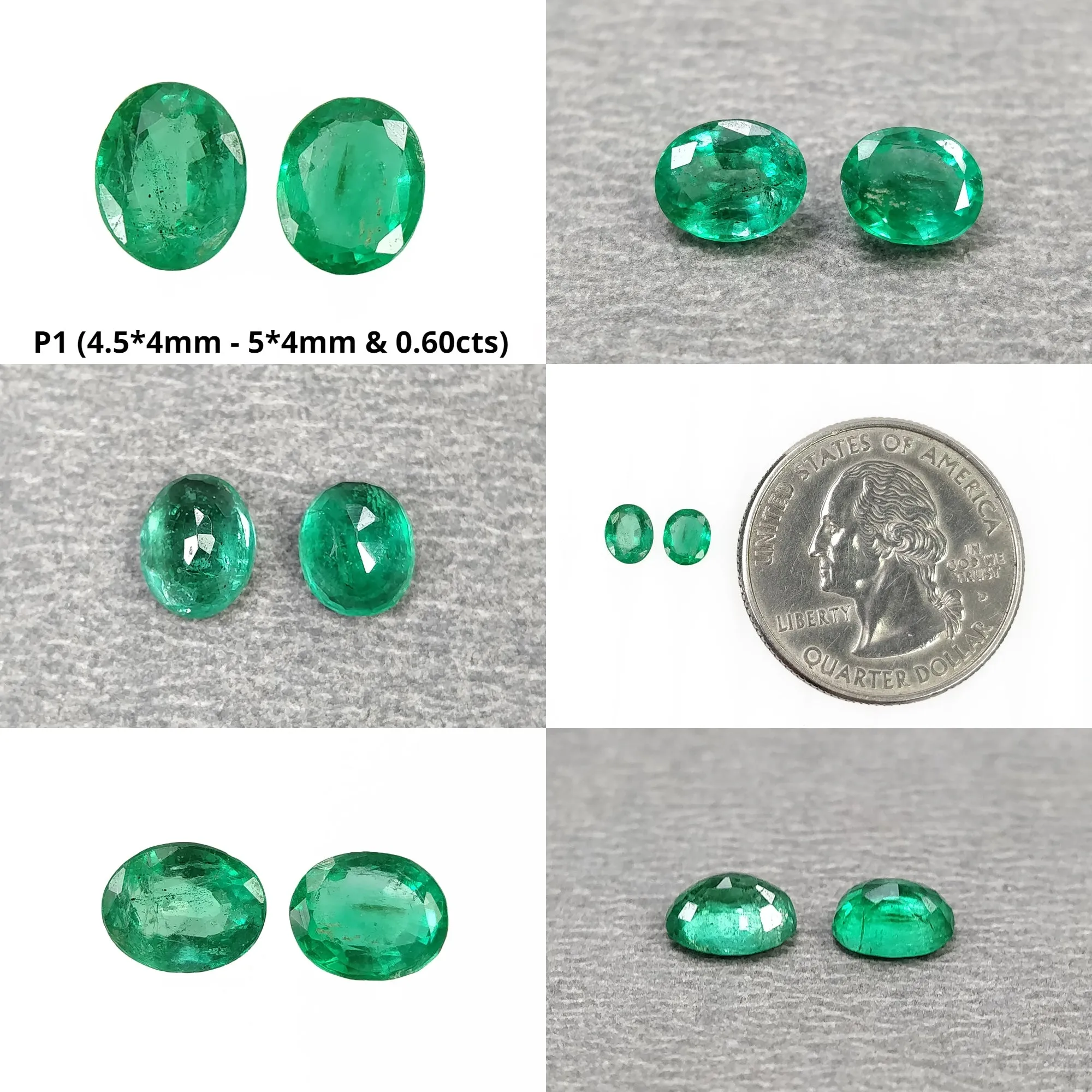 Emerald Gemstone Normal Cut : Natural Untreated Unheated Green Emerald Oval Shape Pair For Jewelry