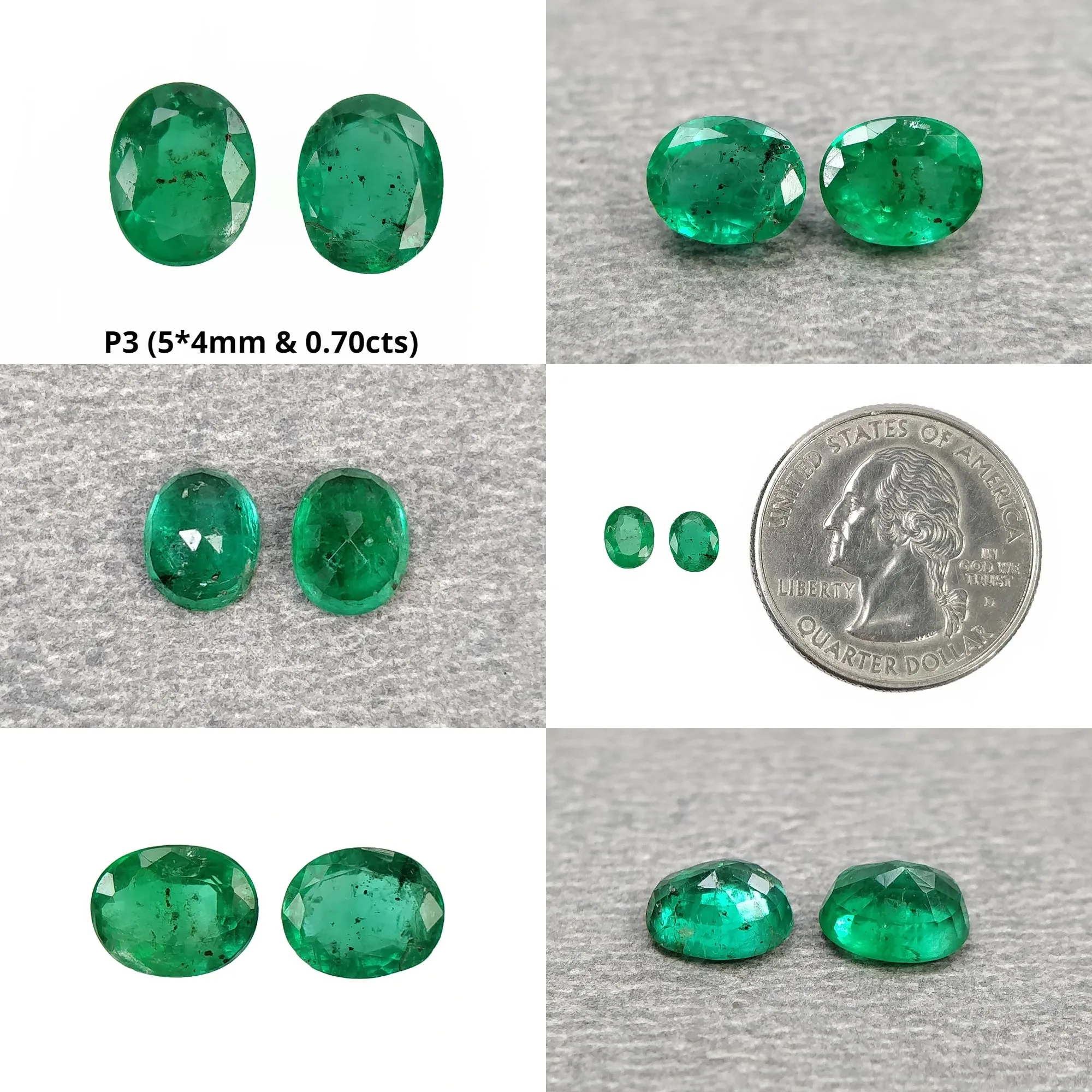 Emerald Gemstone Normal Cut : Natural Untreated Unheated Green Emerald Oval Shape Pair For Jewelry