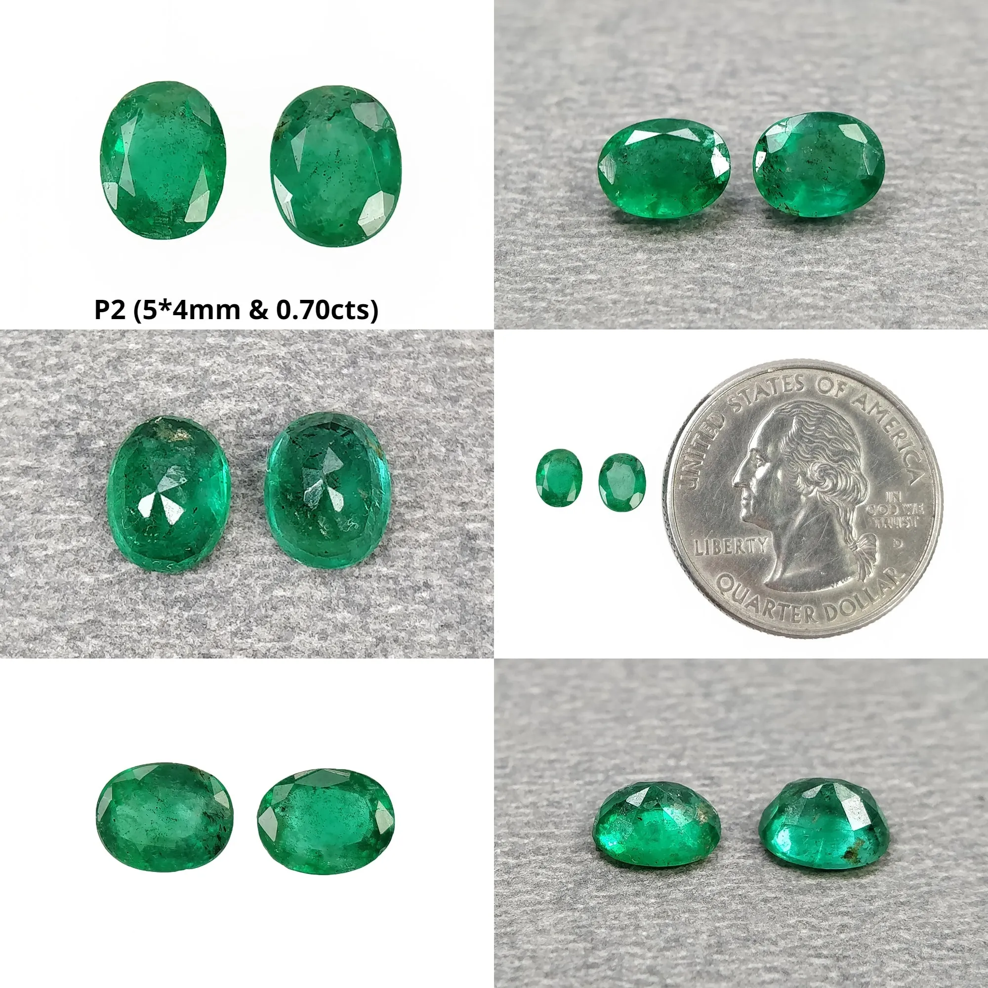 Emerald Gemstone Normal Cut : Natural Untreated Unheated Green Emerald Oval Shape Pair For Jewelry