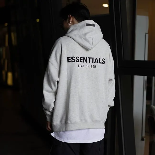 FEAR OF GOD Essentials Felt Logo Hoodie Light Oatmeal