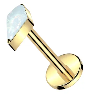 Gold PVD Abyss White Opalite Titanium Threadless Labret