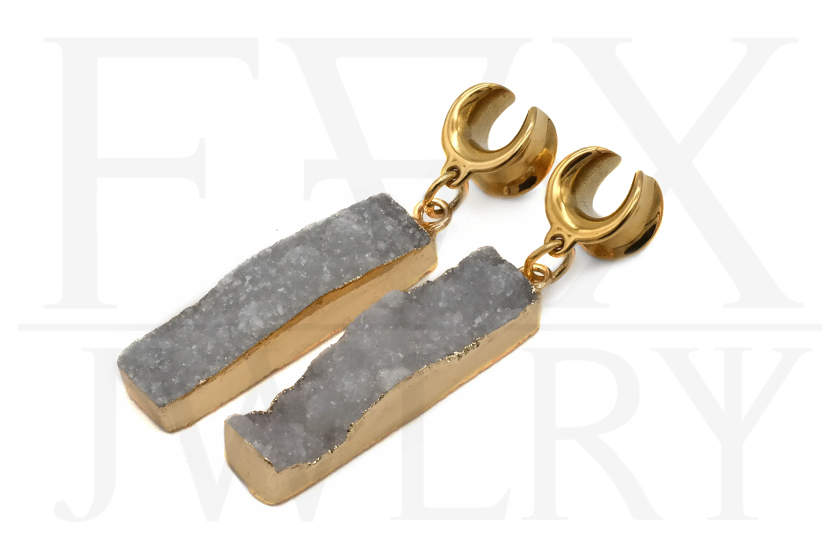 Golden Druzy Agate Saddle Spreaders