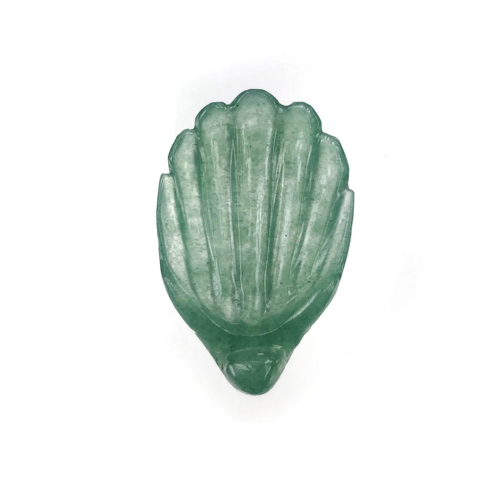 Green QUARTZITE Gemstone Carving : 12.65cts Natural Untreated Unheated Quartzite Hand Carved SEA SHELL 29.5*19mm