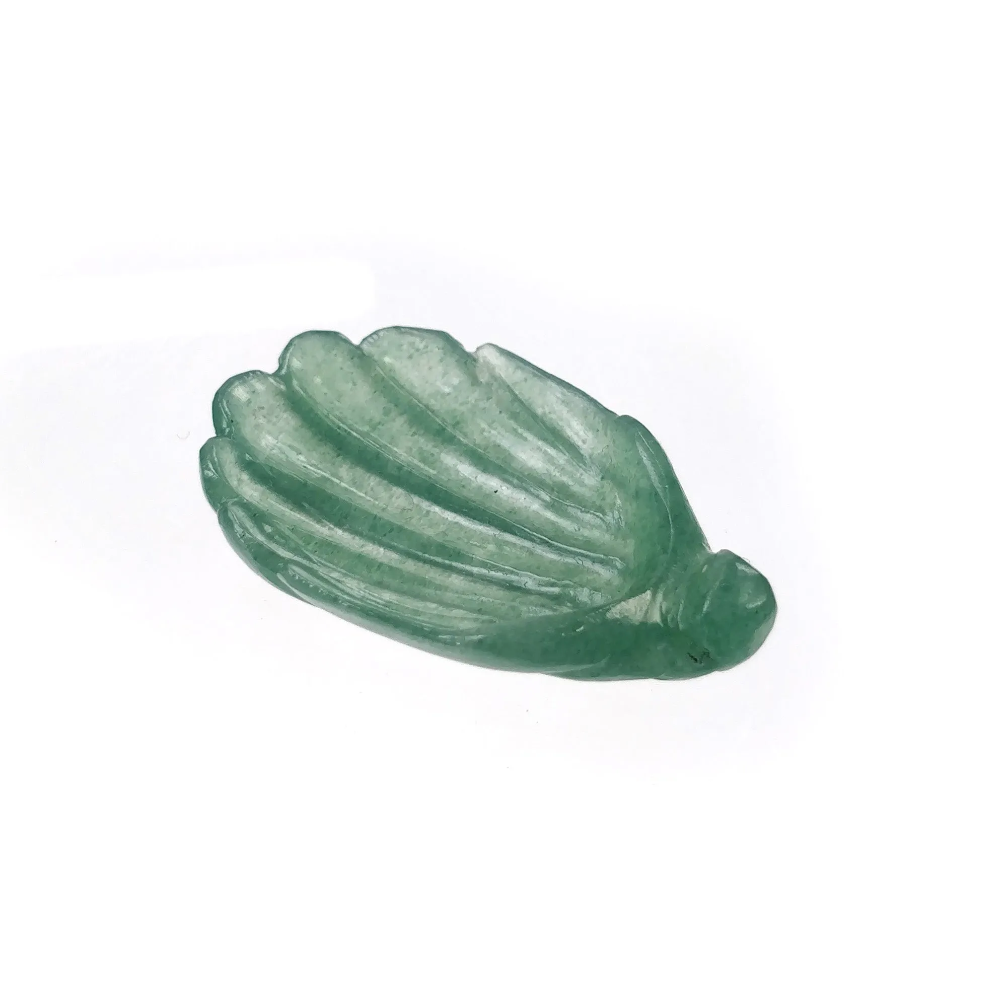 Green QUARTZITE Gemstone Carving : 12.65cts Natural Untreated Unheated Quartzite Hand Carved SEA SHELL 29.5*19mm