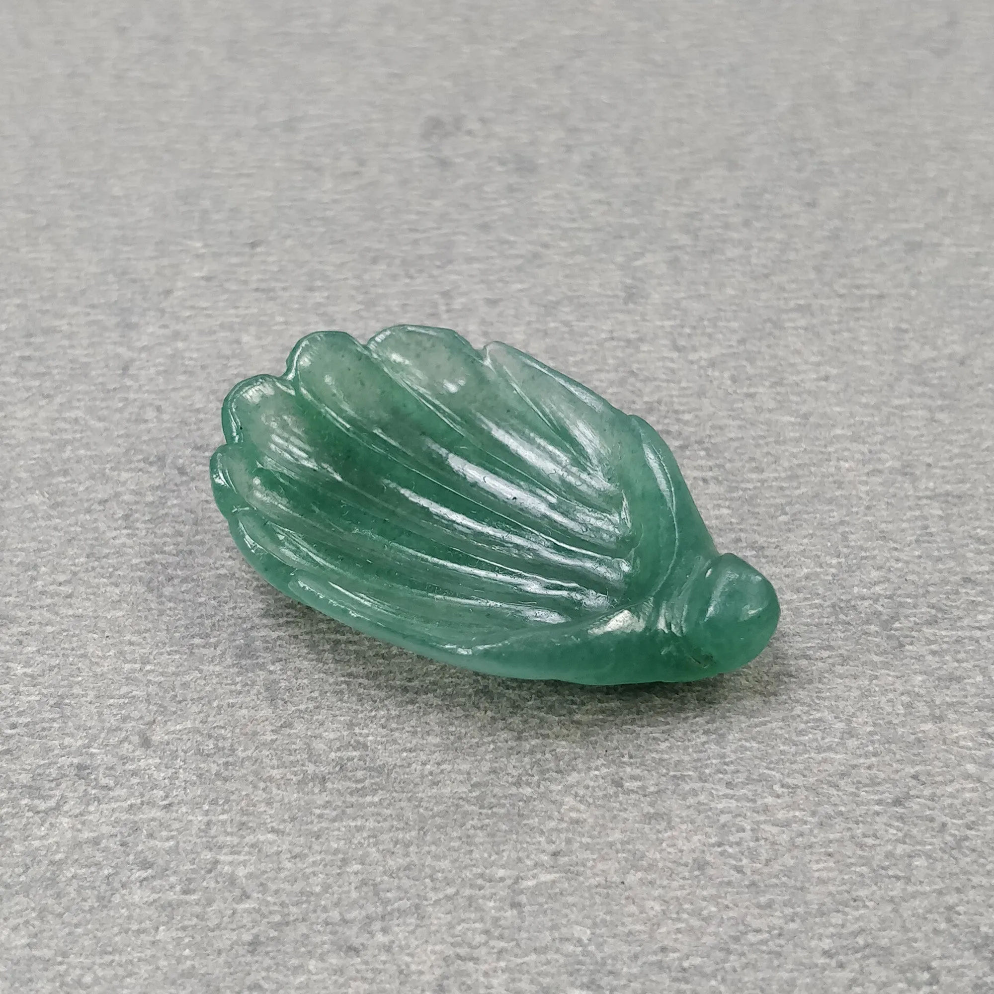 Green QUARTZITE Gemstone Carving : 12.65cts Natural Untreated Unheated Quartzite Hand Carved SEA SHELL 29.5*19mm