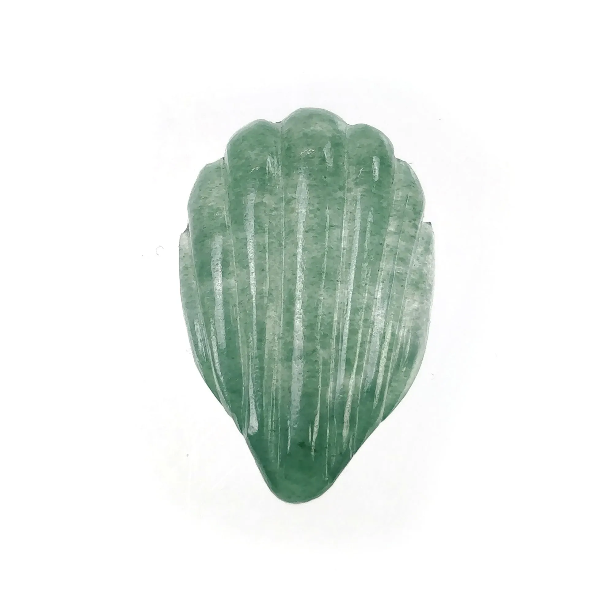 Green QUARTZITE Gemstone Carving : 12.65cts Natural Untreated Unheated Quartzite Hand Carved SEA SHELL 29.5*19mm