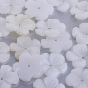 High Quality 10mm White Mother of Pearl Shell Flowers beads Natural Shell charm  central hole 1mm diy earring Hair accessories 10pcs