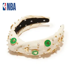 IVORY BOSTON CELTICS EMBELLISHED KNOTTED HEADBAND