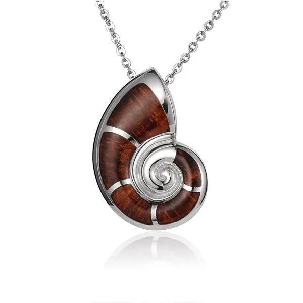 Koa Wood Nautilus Shell Pendant