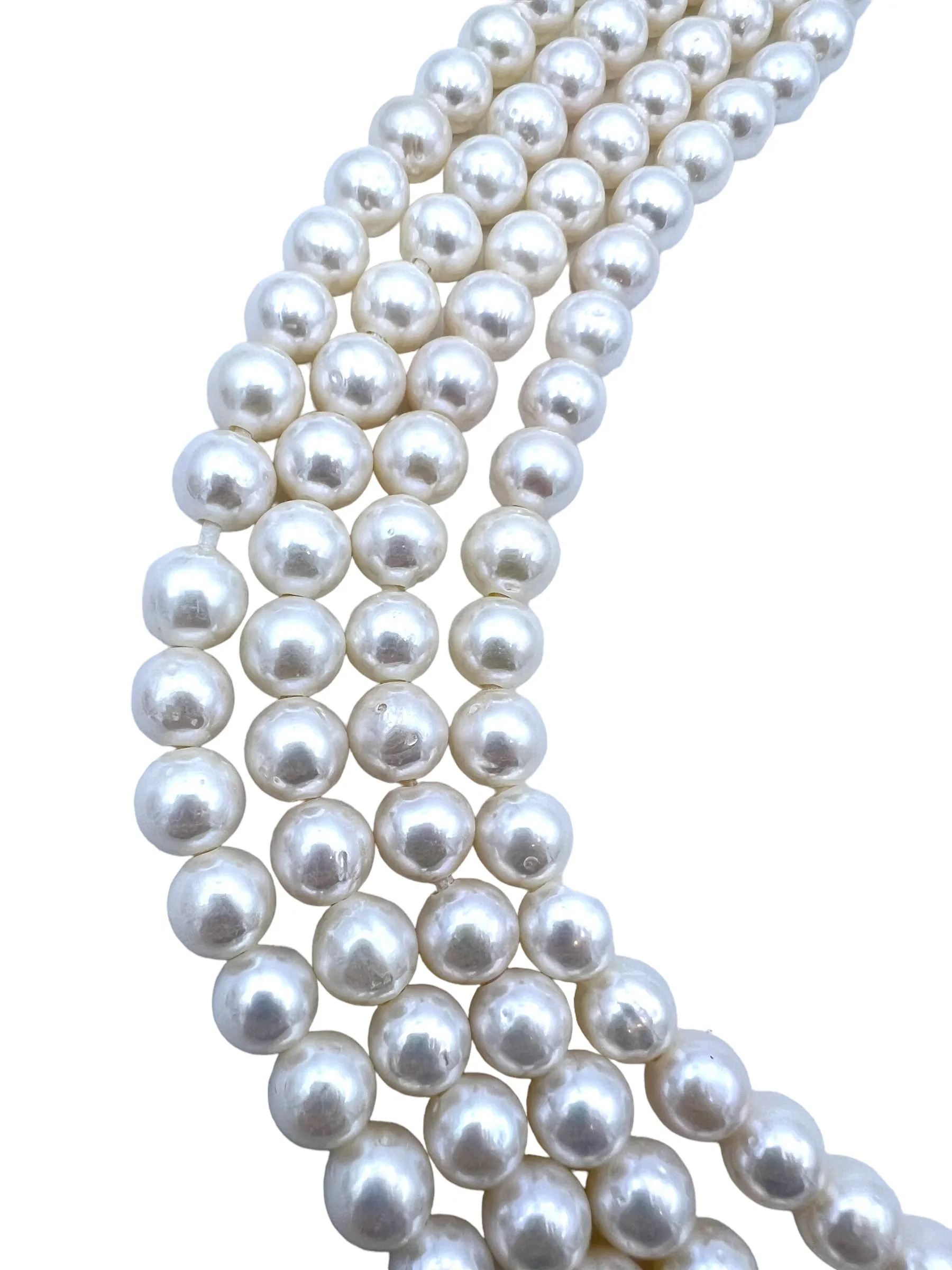 Large Hole Pearls, AAA  Quality 10mm White Fresh Water Pearls, 7.5 inch Strand