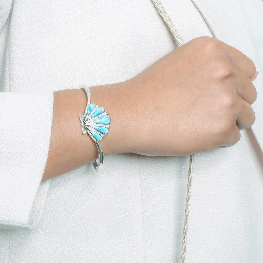 Larimar Mermaid’s Oyster Shell Bangle