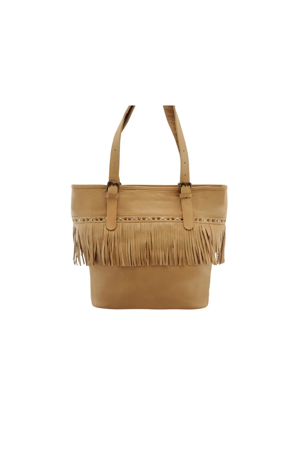 LEILA FRINGED TOTE CAMEL