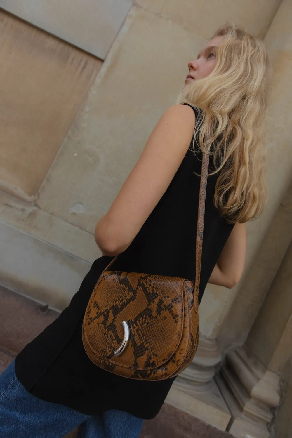 Maccheroni Saddle Bag Snake Embossed - 30% off