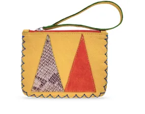 MARTE EGELE VIVIAN FLAT POUCH, Handwoven Cross Stitch Edges Fully lined in Suede