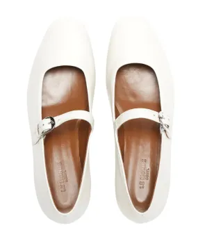 Mary Jane Ballet Flat - Ecru Leather