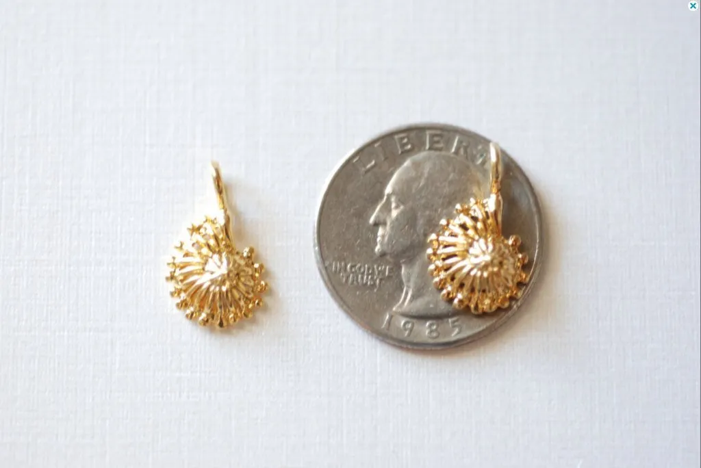 Matte Vermeil Wholesale Gold Seashell Conch Shell Charm Pendant - 18k gold over sterling silver sea life shell pendants, Vermeil Gold Shell Charm