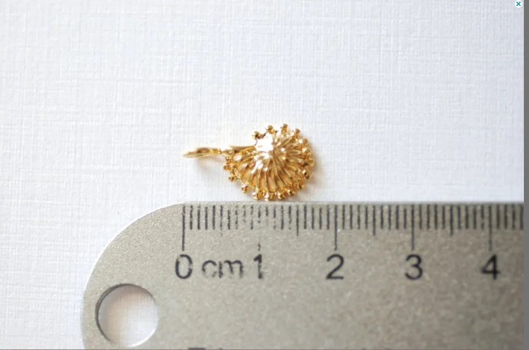 Matte Vermeil Wholesale Gold Seashell Conch Shell Charm Pendant - 18k gold over sterling silver sea life shell pendants, Vermeil Gold Shell Charm