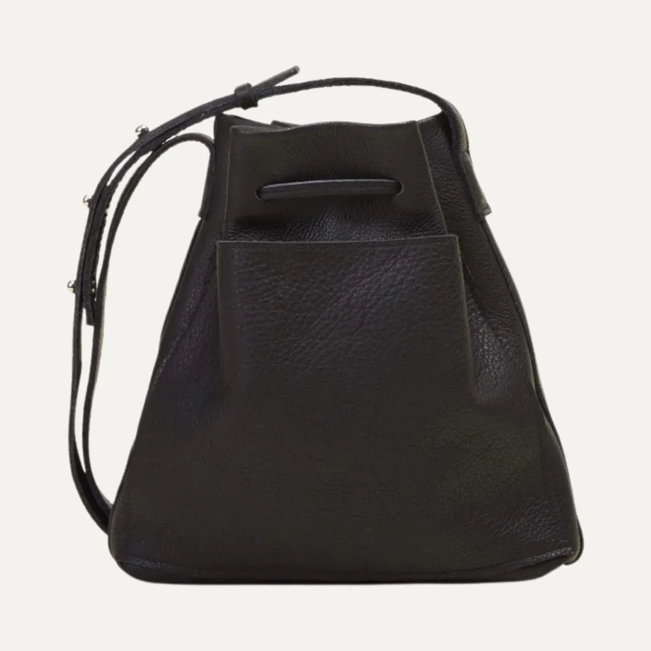 Mini Crossbody Tote | Black Leather   Silver Hardware