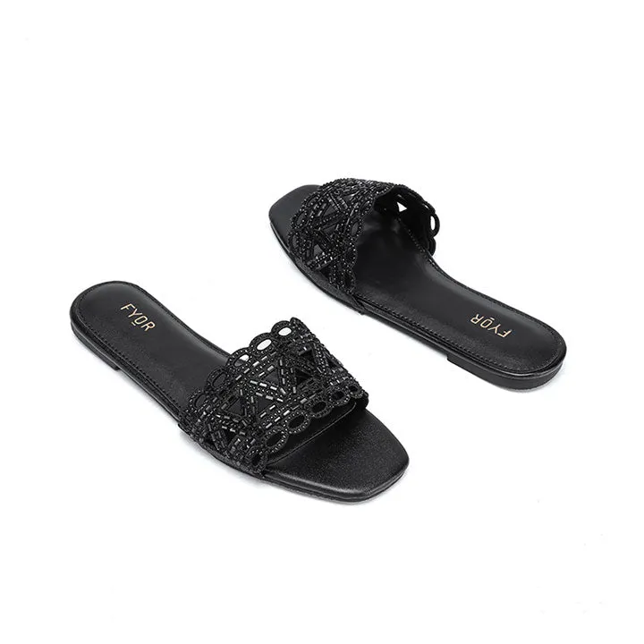 Mirror Cut Embellished Slide Sandal MY 319